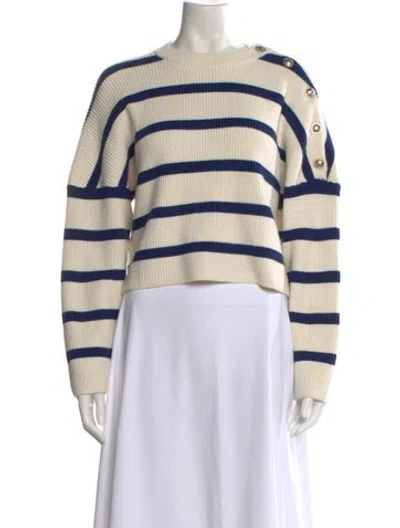 Pre-owned Maje Striped Crew Neck Sweater In Neutral
