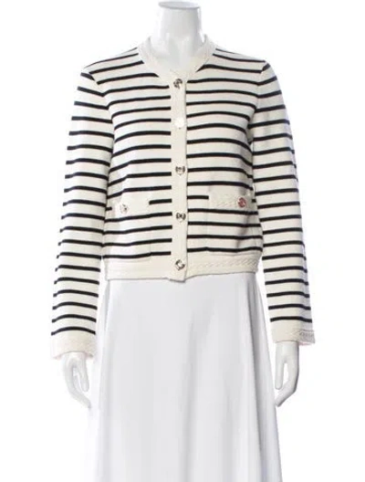 Pre-owned Maje Striped Crew Neck Sweater In Neutral