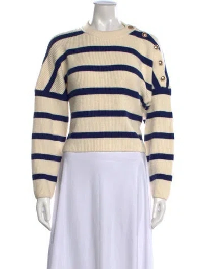 Pre-owned Maje Striped Crew Neck Sweater In Neutral