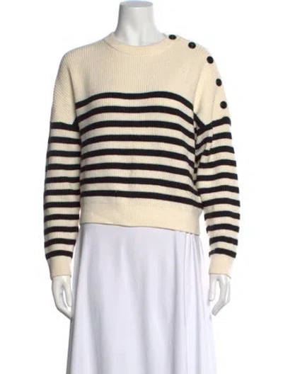 Pre-owned Maje Striped Crew Neck Sweater In Neutral