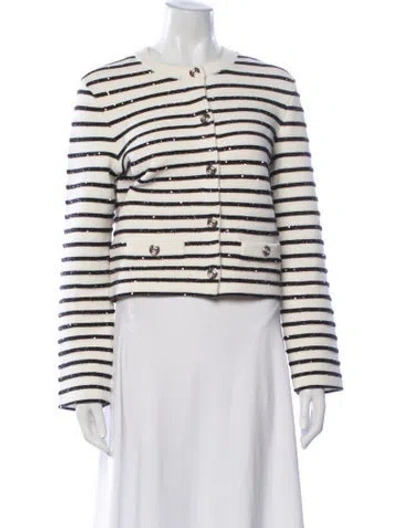 Pre-owned Maje Striped Crew Neck Sweater In Neutrals