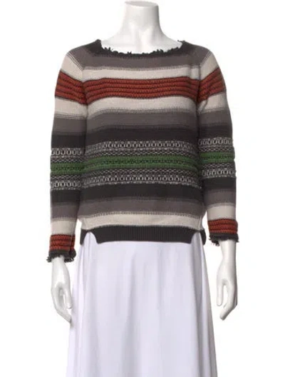 Pre-owned Maje Striped Crew Neck Sweater In Neutrals