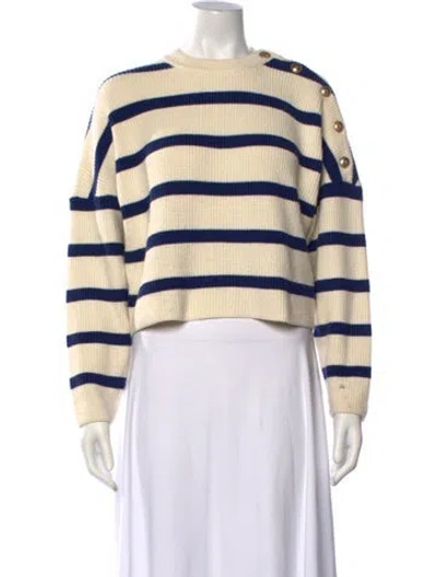 Pre-owned Maje Striped Crew Neck Sweater In Neutrals
