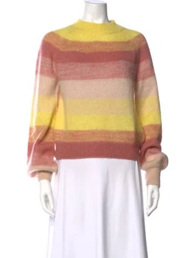 Pre-owned Maje Striped Crew Neck Sweater In Pink