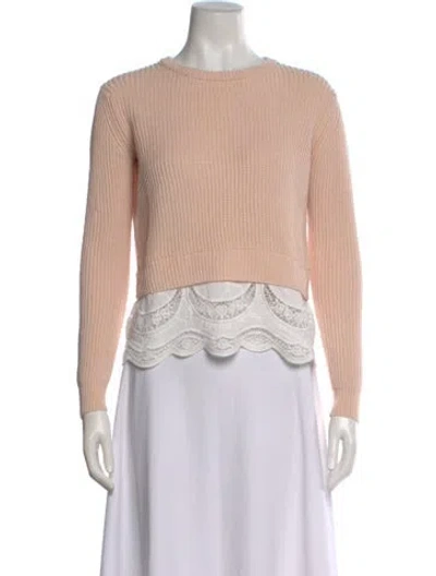 Pre-owned Maje Striped Crew Neck Sweater In Pink