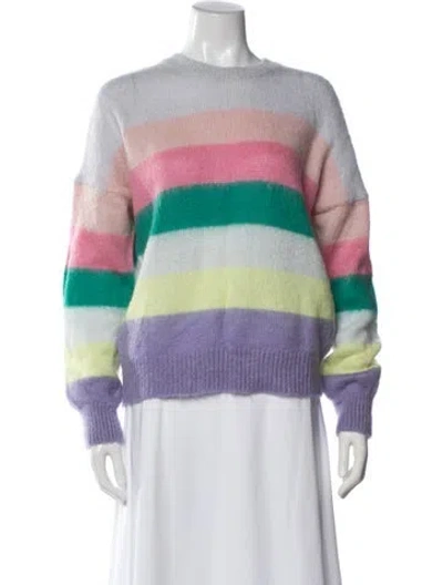 Pre-owned Maje Striped Crew Neck Sweater In Pink