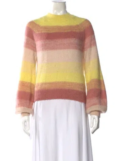 Pre-owned Maje Striped Crew Neck Sweater In Pink