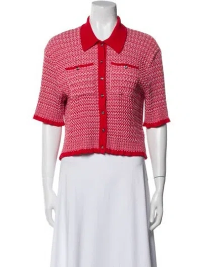 Pre-owned Maje Striped Crew Neck Sweater In Red