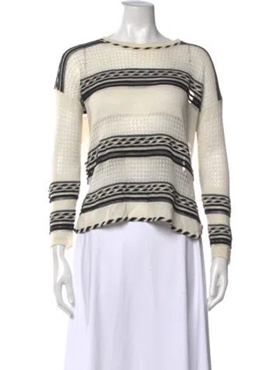Pre-owned Maje Striped Crew Neck Sweater In Silver