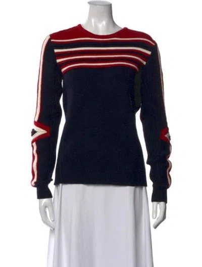 Pre-owned Maje Striped Crew Neck Sweater W/ Tags In Black