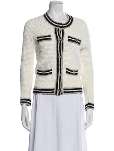 Pre-owned Maje Striped Crew Neck Sweater In White