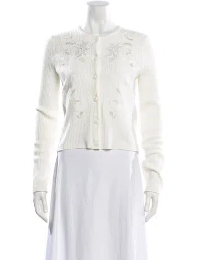 Pre-owned Maje Striped Crew Neck Sweater In White