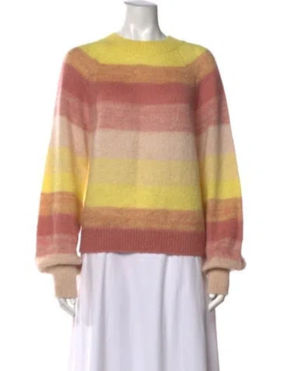 Pre-owned Maje Striped Crew Neck Sweater In Yellow