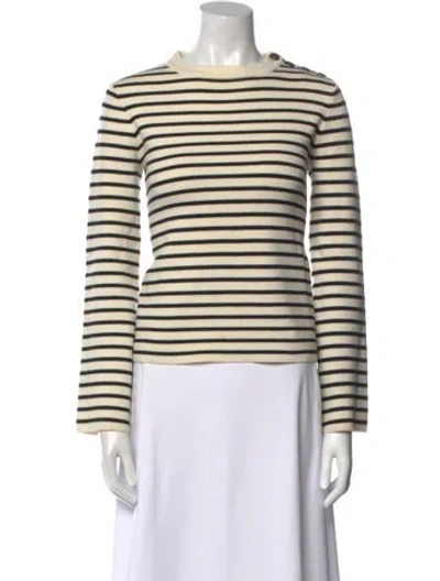 Pre-owned Maje Striped Crew Neck Sweatshirt In Neutral