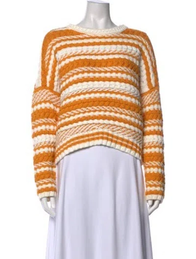 Pre-owned Maje Striped Crew Neck Sweatshirt In Yellow