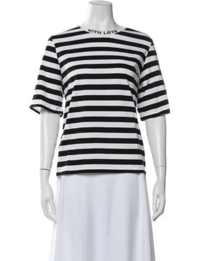 Pre-owned Maje Striped Crew Neck T-shirt In Blue