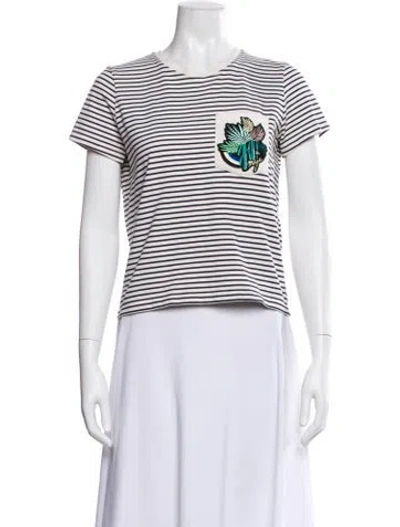 Pre-owned Maje Striped Crew Neck T-shirt In Neutral