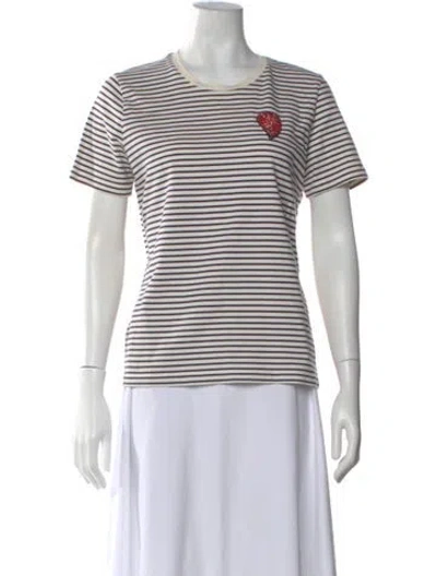 Pre-owned Maje Striped Crew Neck T-shirt In Neutral