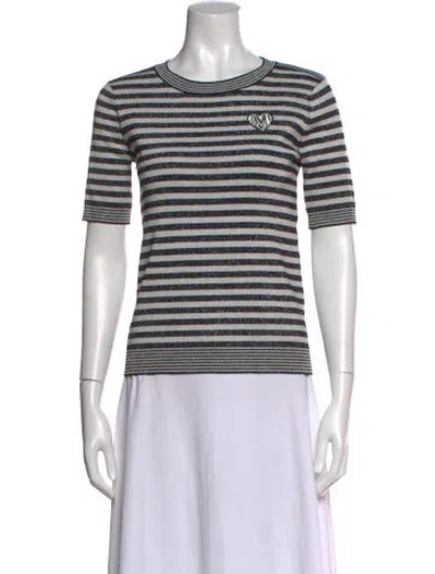 Pre-owned Maje Striped Crew Neck T-shirt In Neutral