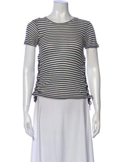 Pre-owned Maje Striped Crew Neck T-shirt In White