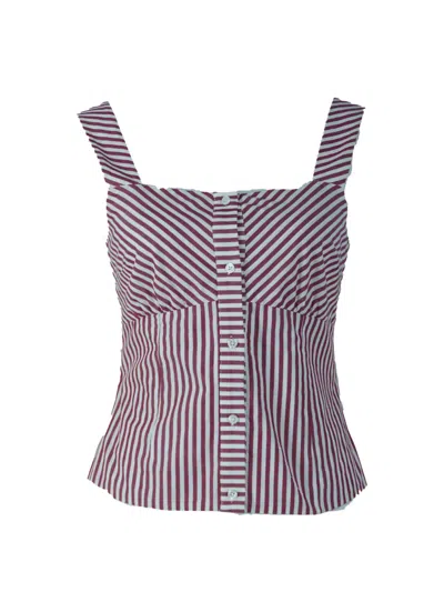 Pre-owned Maje Striped Crop Tank Top In Red
