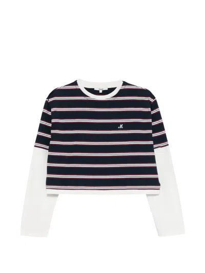 Maje Striped Cropped T-shirt In Multi