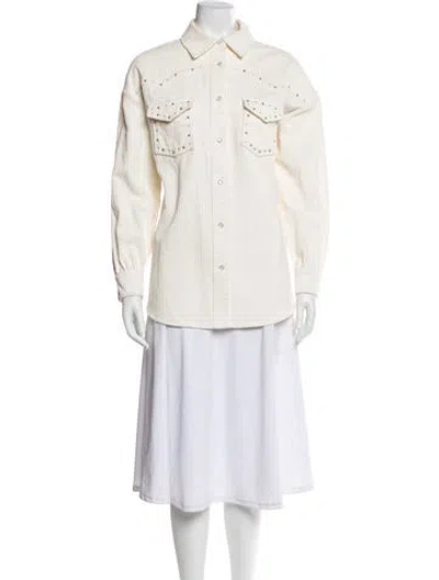 Pre-owned Maje Striped Denim Jacket In Neutral