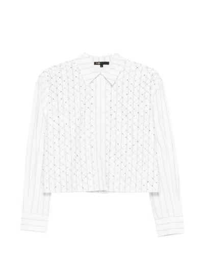 Maje Striped Embellished Shirt In White