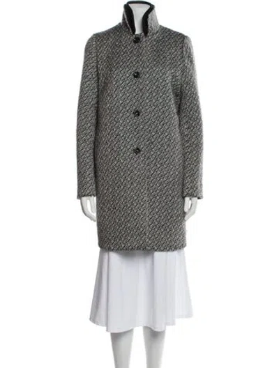 Pre-owned Maje Striped Faux Fur Coat In Black