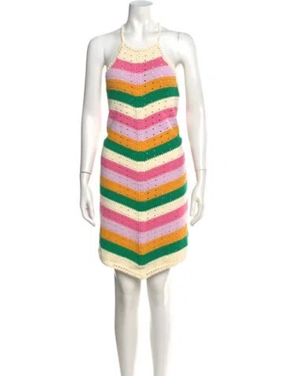 Pre-owned Maje Striped Halterneck Sweater In White