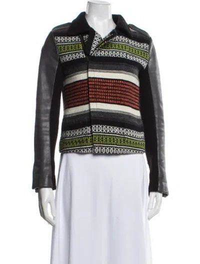 Pre-owned Maje Striped Jacket In Black