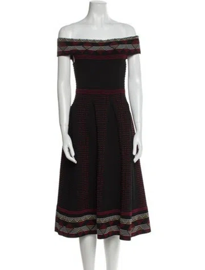 Pre-owned Maje Striped Knee-length Dress In Black