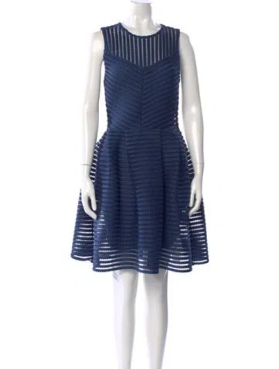 Pre-owned Maje Striped Knee-length Dress In Blue