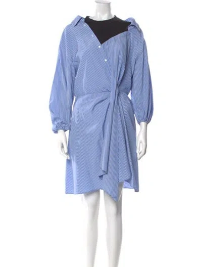 Pre-owned Maje Striped Knee-length Dress In Blue