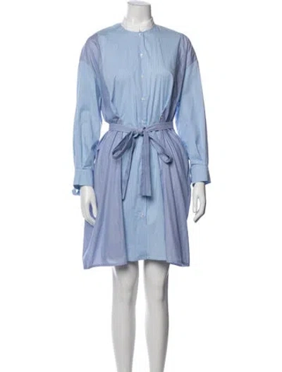 Pre-owned Maje Striped Knee-length Dress In Blue