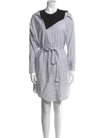 Pre-owned Maje Striped Knee-length Dress In Gray
