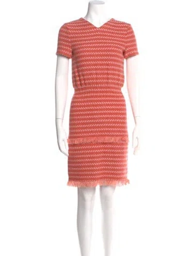 Pre-owned Maje Striped Knee-length Dress In Orange