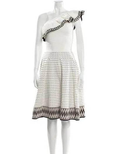 Pre-owned Maje Striped Knee-length Dress In White