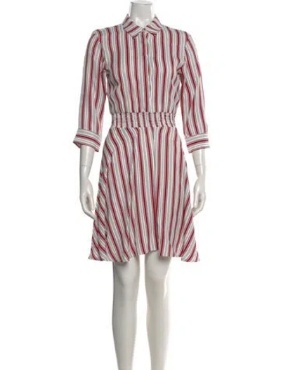 Pre-owned Maje Striped Knee-length Dress In White