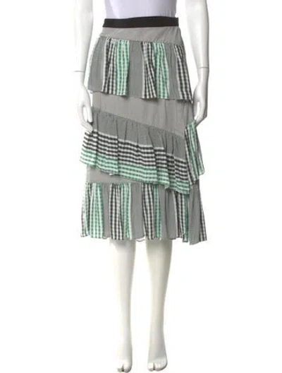 Pre-owned Maje Striped Knee-length Skirt In Green