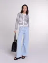 Maje Gestreifter Cardigan In Navy