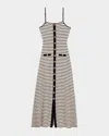 Maje Womens Bicolore Stripe A-line Skirt Stretch Rib-knit Mini Dress In Navy / Ecru