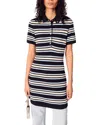 Maje Striped Knit Polo Dress In Navy Stripe