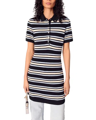 MAJE STRIPED KNIT POLO DRESS