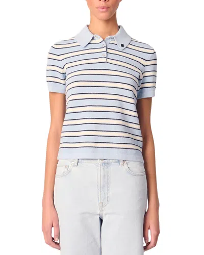 MAJE STRIPED KNIT POLO SHIRT