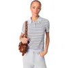 Maje Striped Knit Polo Shirt In Light Blue Stripes