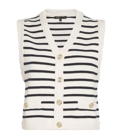 Maje Striped Cropped Vest In White