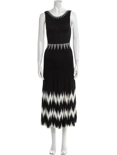 Pre-owned Maje Striped Long Dress In Black