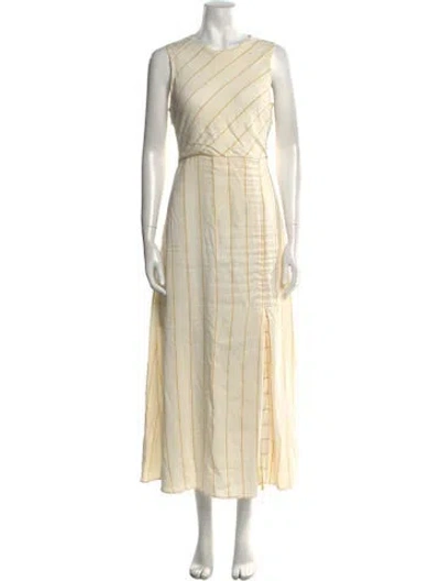 Pre-owned Maje Striped Long Dress In Neutral