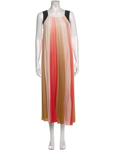 Pre-owned Maje Striped Long Dress In Orange